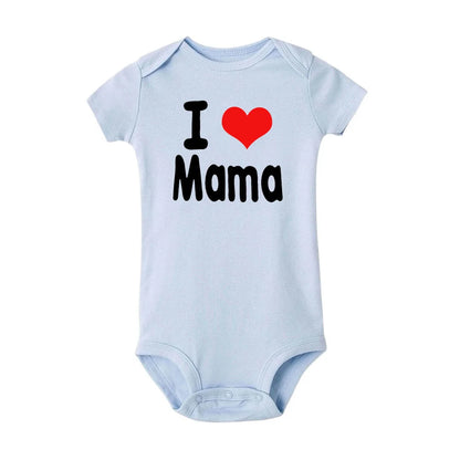 Ich liebe Mama und ich liebe Papa, Baby-Body, Zwillinge, weiche Kleinkind-Säuglingskleidung, weiße Kleidung, Sommerkleidung.