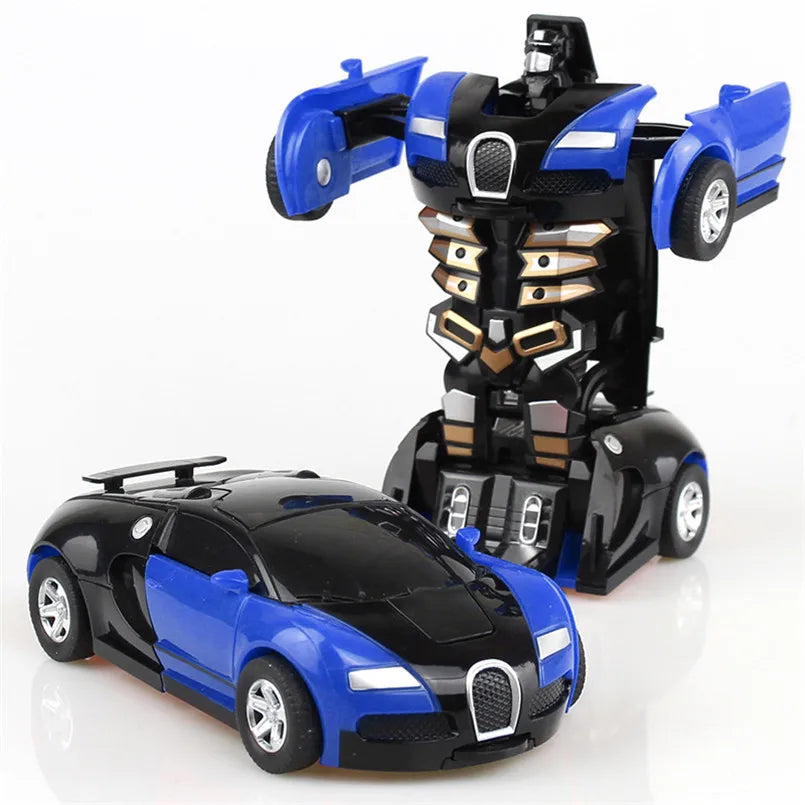 2 in 1 One-key Collision Deformation Car Toys Automatic Transformation Robot Plastic Vehicles Boys Toy Model Car Kids Baby Gift.