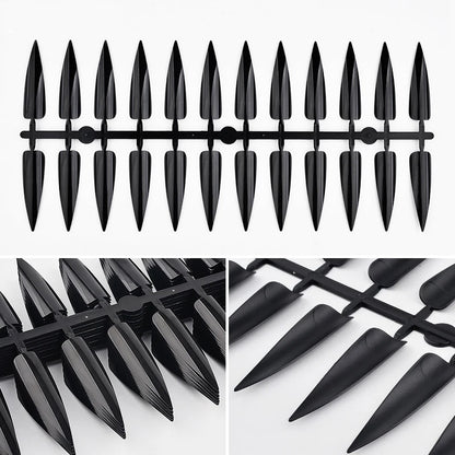 240Pcs Nail Art Set Clear Natural Full Cover Oval Sharp End Stiletto Long False Nails Tips for Artificial Manicure in Salon.