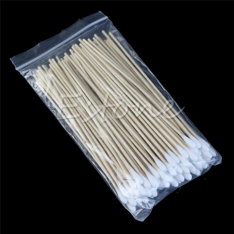 100pcs Cotton Swab 6" Applicator Q-tip Swabs White Long Handle Extra Wood  Sturdy New Cleaning Tool.