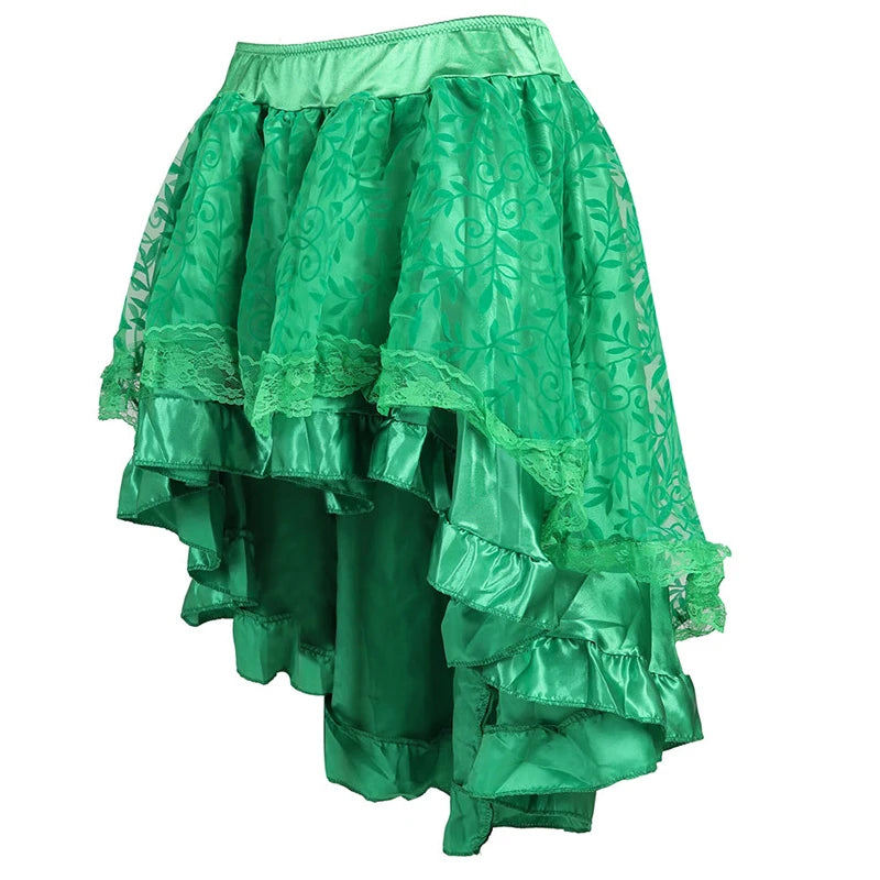 Skirts Womens Burlesque Corset Skirt High Waist Multilayer Lace Victorian Costumes Gothic Steampunk Skirt Matching Corset Black.