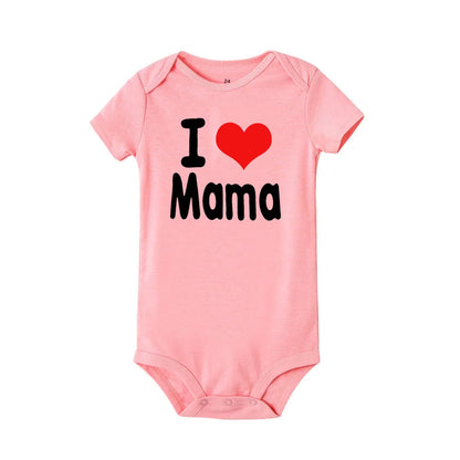 Ich liebe Mama und ich liebe Papa, Baby-Body, Zwillinge, weiche Kleinkind-Säuglingskleidung, weiße Kleidung, Sommerkleidung.