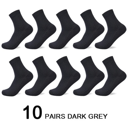 10 Pairs/Lot Men's Bamboo Fiber Socks 2025 New Compression Autumn Long Black Business Casual Man Dress Sock Gift Plus Size 42-45