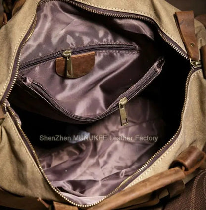 Vintage Military Canvas + Echtes Leder Herren Umhängetasche Sling Umhängetasche Tote Handtasche Herren Canvas Messenger Bag Freizeit