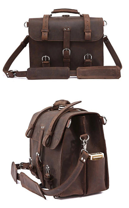 Vintage Crazy Horse Echtes Leder Männer Aktentasche Business Tasche Große Leder Aktentasche Männlichen 15.6 "Laptop Fall Schulter Tasche büro.