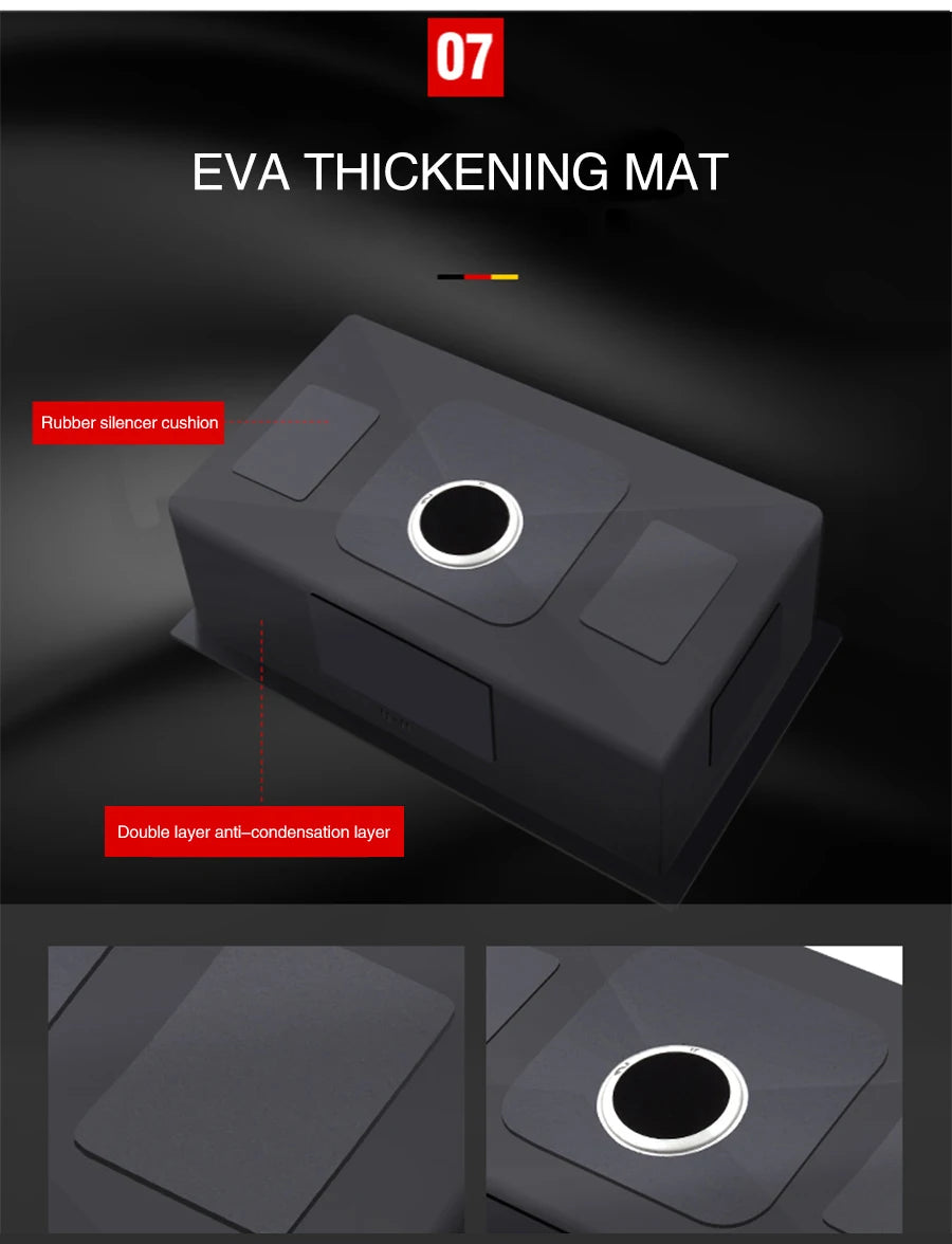 Kitchen sink lead-free handmade brushed 304 stainless steel 3mm thickness single bowl large size kitchen sink