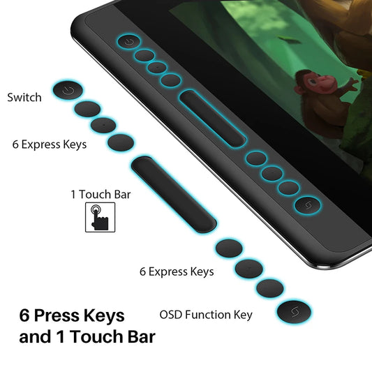 Huion Kamvas Pro 16 15.6 inch Graphic Tablet  Monitor Battery-Free Pen Display Digital Tablet Drawing Monitor with Tilt AG Glass.