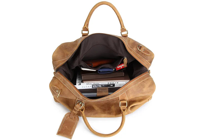 Vintage verrückte Pferd Echt leder Herren Reisetasche große Gepäck tasche männliche Reisetasche über Nacht Einkaufstasche Wochenend tasche große m110.