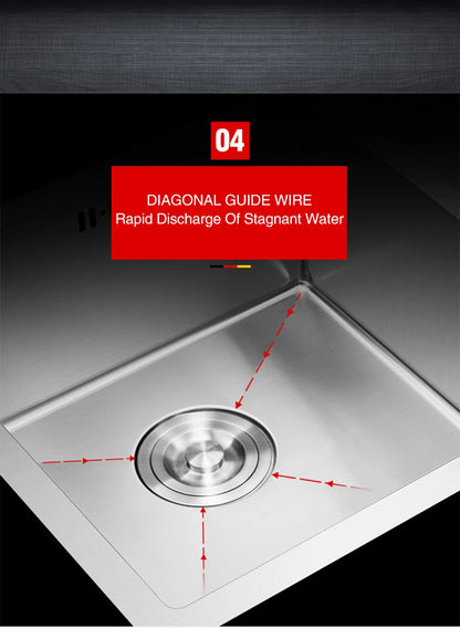 Kitchen sink lead-free handmade brushed 304 stainless steel 3mm thickness single bowl large size kitchen sink