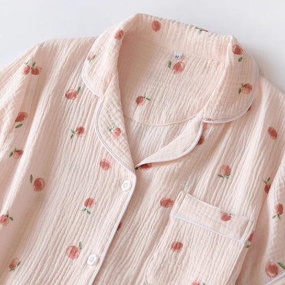 2025 sommer Damen Kurzarm Shorts Pyjamas Set 100 % Baumwolle Krepp Tuch Dünne Hause Service Zwei-stück Frühling und Herbst Lose