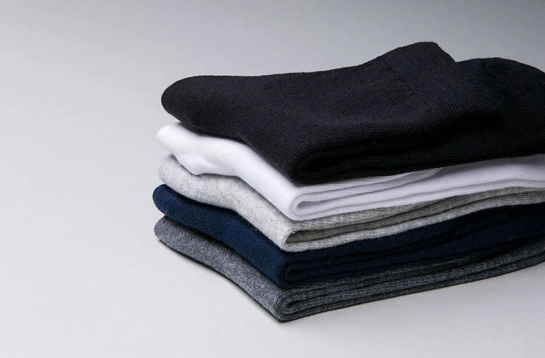 HSS 5/10 Pairs Men's Cotton Blend Socks Black Business Men Socks Soft Breathable Summer Winter for Male Socks Plus Size (6.5-14).