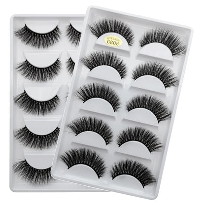 MEISHENJIE 5 pairs eyelashes 3d mink lashes natural long 1 box mink eyelashes 1cm-1.5cm 3d false eyelashes full strip lashes.