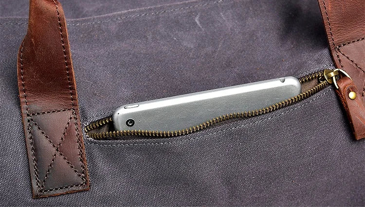 Wasserdichte gewachste Canvas Leder Herren Reisetasche Handgepäcktasche Handgepäck Große Tragetasche Vintage Herren Duffle Wochenendtasche große Übernachtung