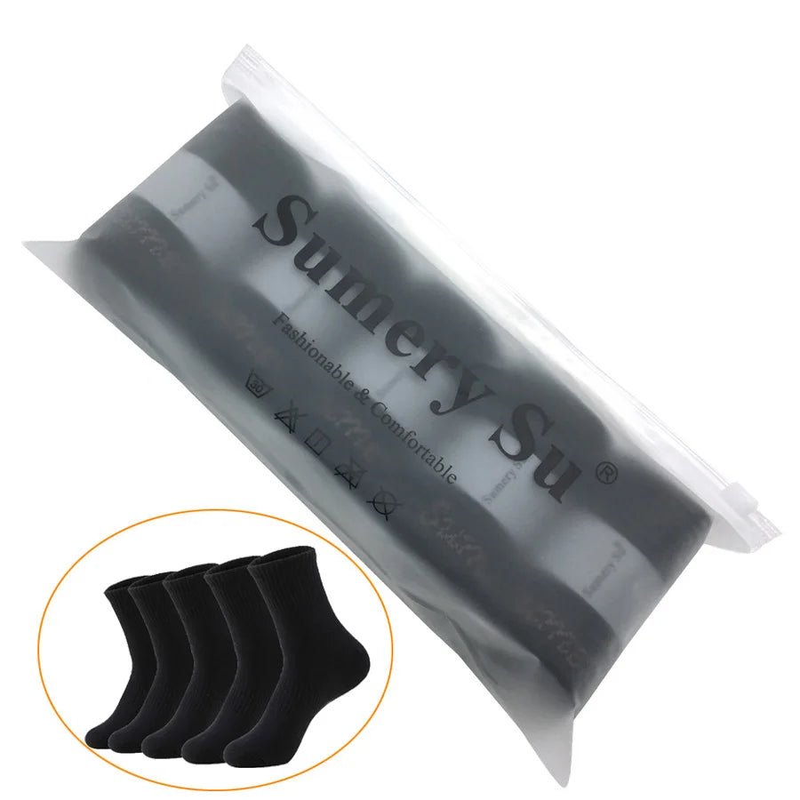 5 Pairs/Lot Socks Men Cotton Running Casual Thick Solid Compression Breathable Outdoor Travel Long High Crew Sock Male 4 Styles.