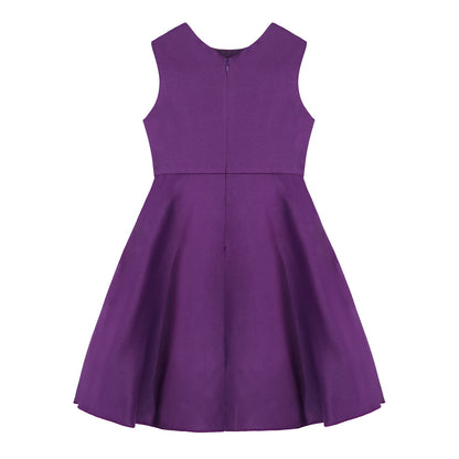 Mädchen Sommer ärmelloses Prinzessinnenkleid Elegantes Satin Hochzeit Brautjungfer Partykleid Große Schleife A-Linie Tutu für Geburtstagsabend.