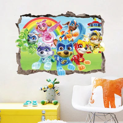 Disney 3D Cartoon  Pawed Wall Stickers For Kids Rooms Living Room Boys Girls Children Bedroom DIY Home Decor Patroling Car.