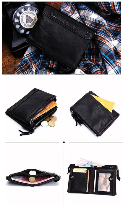 CONTACT'S Genuine Leather Short Wallets for Women Luxury Designer Coin Purse Female Money Clip Card Holder Customize Men Wallets