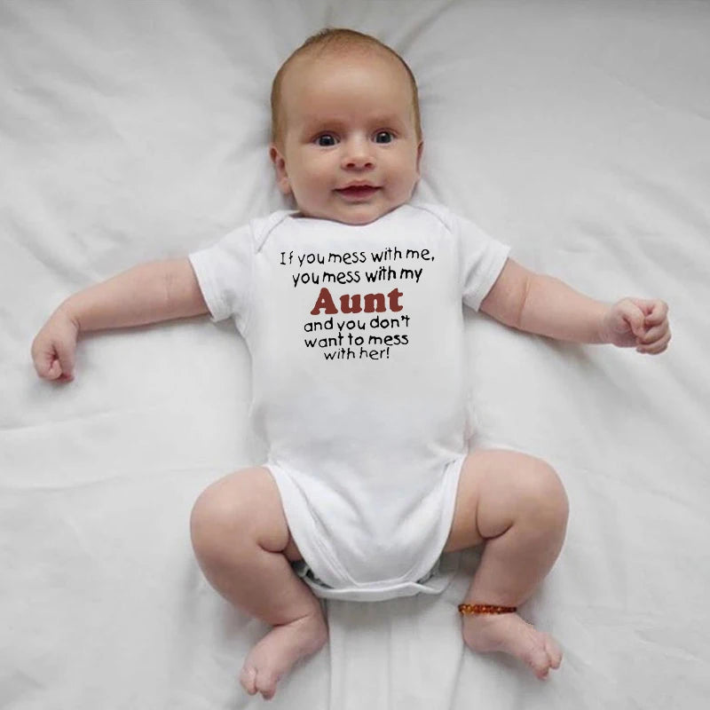 Überraschung Neue Tante Verrückte Tante Baby Säugling Ein Stück Baby Ankündigung Hemd Lustige Tante Baby Boy Sommer Kurzarm Bodys.