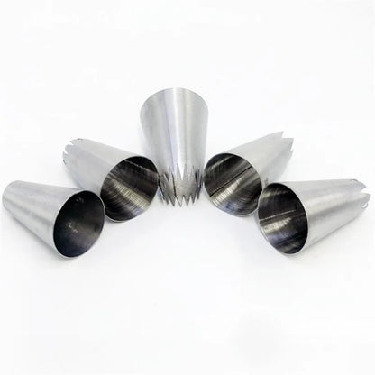 5pcs Large Metal Cake Cream Decoration Tips Set Pastry Tools Stainless Steel Piping Icing Nozzle Cupcake Head Dessert Decorators.