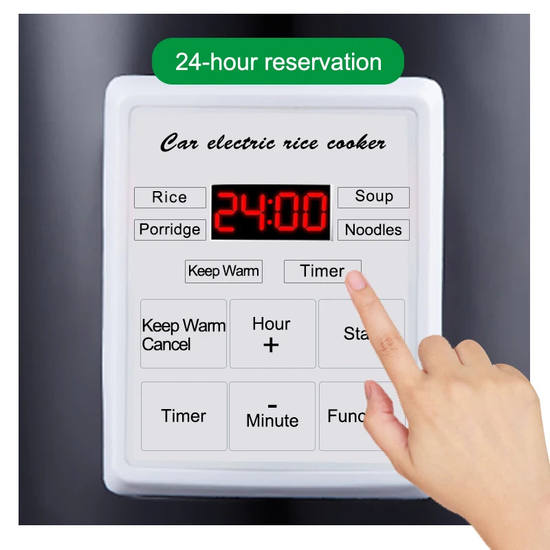 12V 24V Mini Car Rice Cooker 1.6L  car trucks electric soup porridge cooking machine food steamer warmer fast heating lunch box.