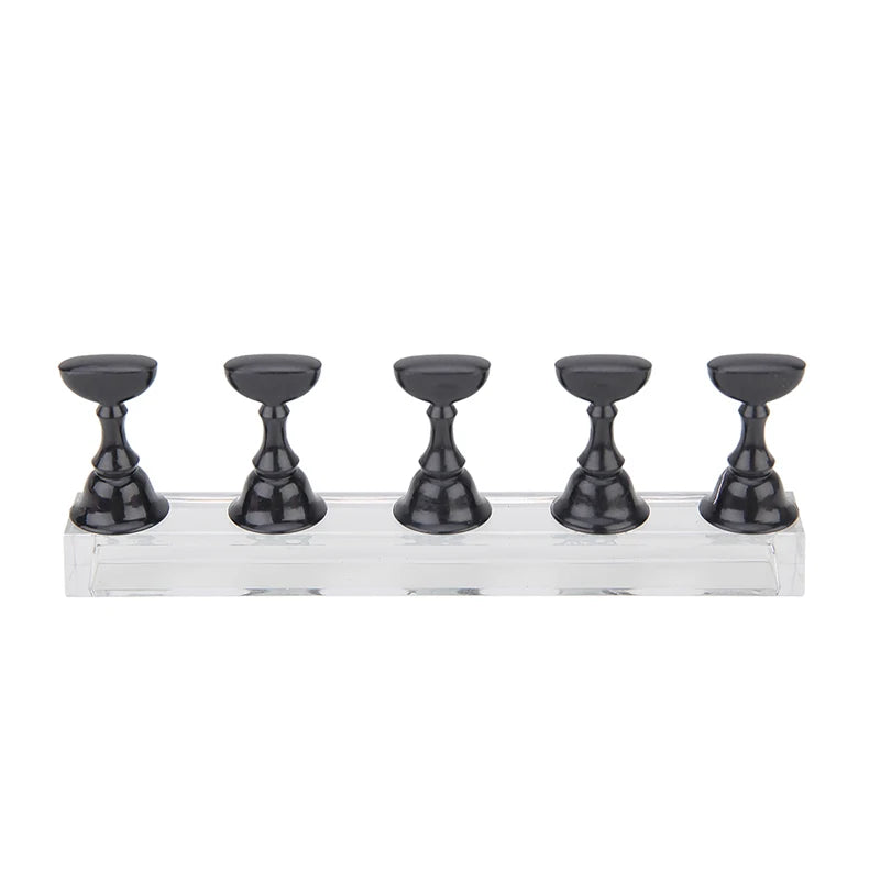 5Pcs Nail Art Practice Display Stand Set Chess Board Magnetic Tips White & Black Holder Polish Gel Color Chart Tool.
