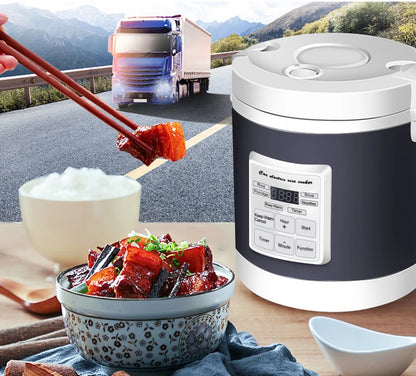 12V 24V Mini Car Rice Cooker 1.6L  car trucks electric soup porridge cooking machine food steamer warmer fast heating lunch box.