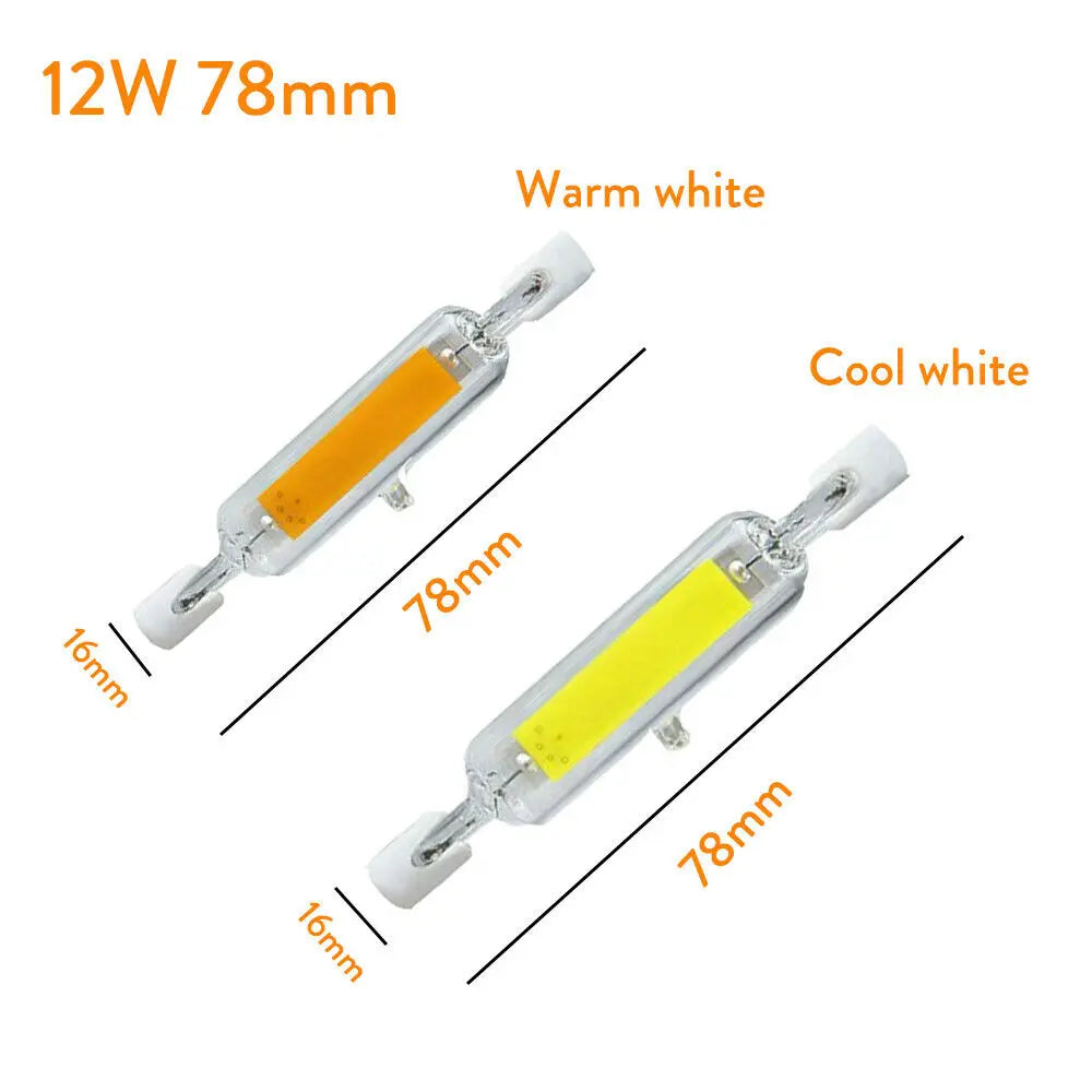 R7s LED 78mm 118mm 7W 12W 15W 25W Dimmable COB Bulbs Ceramic Glass Tube Light Ampoule Replacement Halogen Bombillas Spotlight.