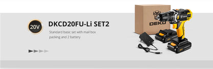 DEKO Akku-Bohrschrauber, 12 V, 16 V, 20 V, Mini-Wireless-Elektrowerkzeuge, DC-Lithium-Ionen-Akku, Elektroschrauber, Heim-DIY-Bohrmaschine