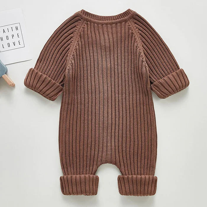 Feste Strick Baumwolle Langarm Einem stück Outfit Kleinkind Baby Jungen Mädchen Romper Frühling Herbst Neugeborenen Baby Mädchen Overall.