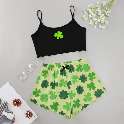 Heiße Damen-Nachtwäsche, süßer Cartoon-Druck, kurzes Set, Pyjama für Damen, Pyjama-Set, süßes Kurzarm-V-Ausschnitt und Shorts, Sommer-Pyjama.