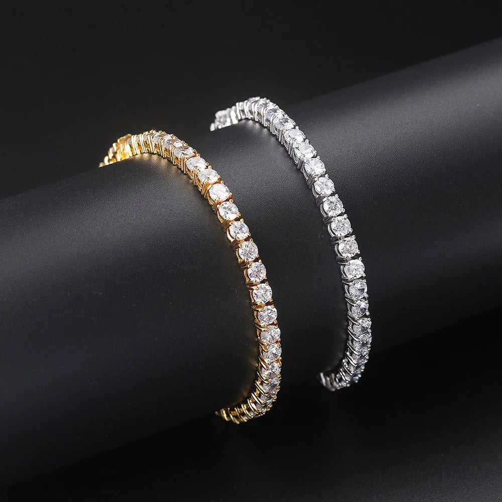 Iced Out Crystal Tennis Bracelet for Women Punk Hiphop Luxury AAA+ Cubic Zirconia Wedding Gold Color Hand Chain Jewelry OHH118.