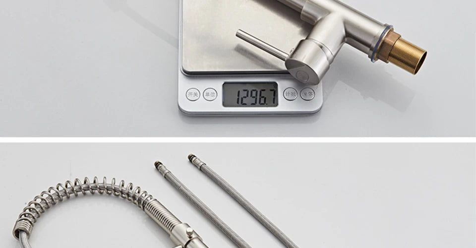 VGX Kitchen Faucet with Pull Down Sprayer Single Handle Mixer for Basin 360° Rotating Spring Style Taps Brass Chrome Gold Black