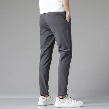 2023 Autumn Pants Mens Stretch Korean Casual Slim Fit Elastic Waist Jogger Business Classic Trousers Male Black Gray Blue 28-38.