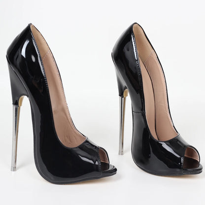 JIALUOWEI 7 Inch High Heel Peep Toe Stiletto Pumps Sizes 36-46.