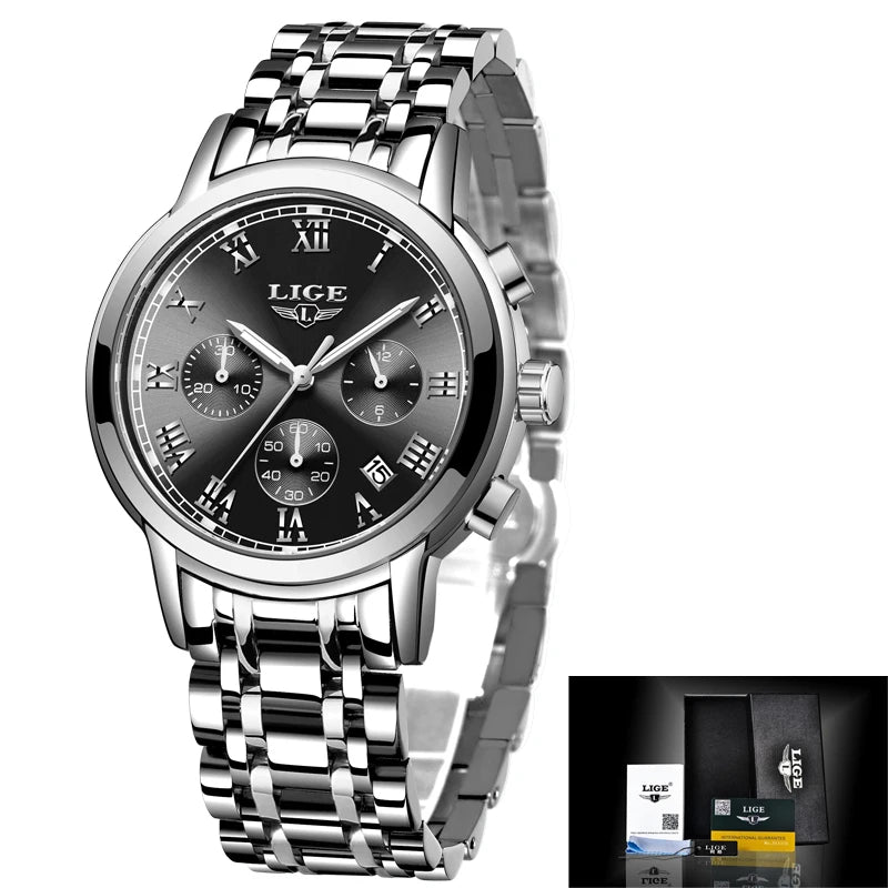 LIGE 2024 New Fashion Women Watches Ladies Top Brand Luxury Creative Steel Women Bracelet Watches Female Quartz Waterproof Watch