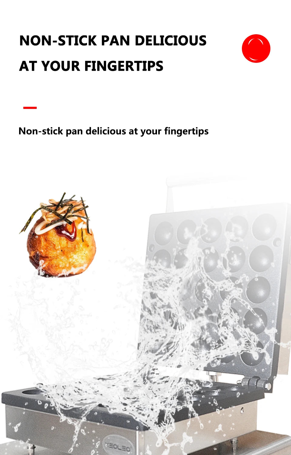 XEOLEO Electric Waffle Maker 850W Round Ball Waffle Machine 4cm Waffle Making Machines Non-stick takoyaki maker.