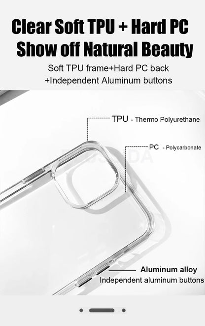 Clear Case For iPhone 17 16 Pro Max 17 Air Case 16 15 14 13 12 11 Pro Max Case For Magsafe for iPhone16 Plus Luxury Cover Cases