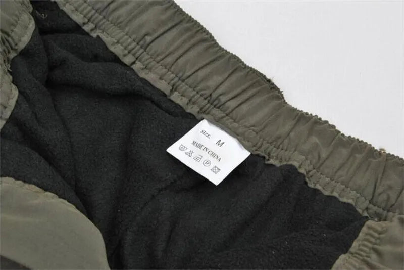 Winter Thicken Fleece Pants Men Casual Warm Overalls Multi-pocket Militarmy Trousers Thermal Cargo Tactical Pants Mens Clothing.