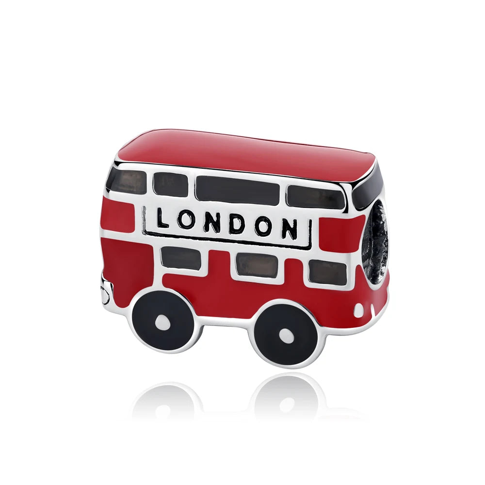 Original 925 Sterling Silver Charms Love Travel London Bus Suitcase Paris Beads Fit Brand Bracelets Necklaces Women DIY Jewelry.