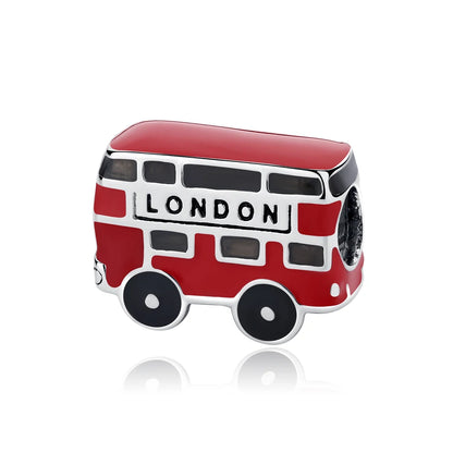Original 925 Sterling Silver Charms Love Travel London Bus Suitcase Paris Beads Fit Brand Bracelets Necklaces Women DIY Jewelry.