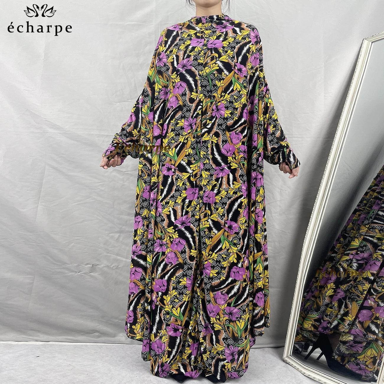 1 Pieces Muslim Hijabs Dress Women's Prayer Garment Dubai Abaya Arab Jibab Islam Flowers Djellaba Femmel Khimar Caftan Clothes