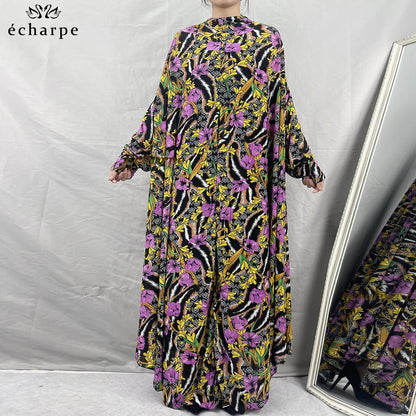 1 Pieces Muslim Hijabs Dress Women's Prayer Garment Dubai Abaya Arab Jibab Islam Flowers Djellaba Femmel Khimar Caftan Clothes