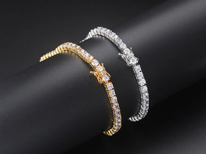 Iced Out Crystal Tennis Bracelet for Women Punk Hiphop Luxury AAA+ Cubic Zirconia Wedding Gold Color Hand Chain Jewelry OHH118.