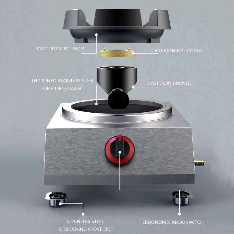 Shaped Single Stove Household Liquefied Petroleum Gas Stove Pulse Electronic Ignition Stove Thickened Stainless Steel Gas Stove.
