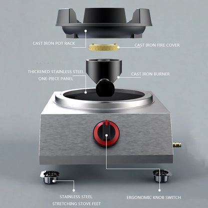 Shaped Single Stove Household Liquefied Petroleum Gas Stove Pulse Electronic Ignition Stove Thickened Stainless Steel Gas Stove.