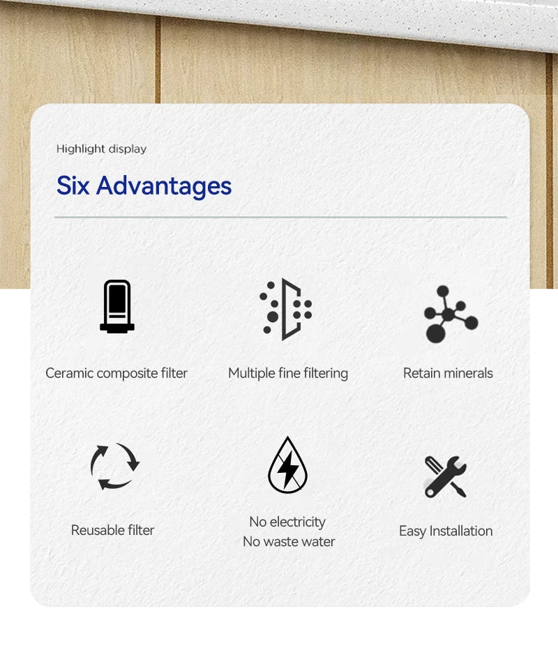 Wheelton Stainless Steel Kitchen Tap Filter Household Ceramic Water Purifier Faucet Water Filter  Activated Carbon Filtration.