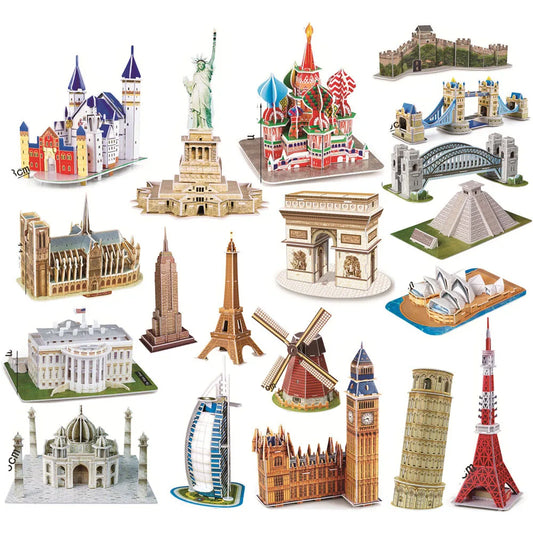 40 Style World Famous Architecture Building 3D Puzzle Model Construction 3D Jigsaw Puzzle Toys For Kids Christmas Gift.
