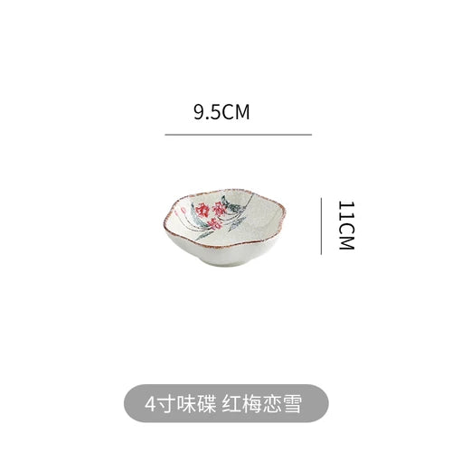 Japanese Style Set Tableware Cuisine Restaurant Commercial Retro Plate Rectangular Ceramic Net Red Tray Sushi Plate Dish.