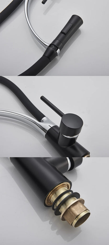 Kitchen Faucet Swivel Pull Down Black Hose Kitchen Sink Faucet Sink Tap Mounted Deck Bathroom Hot And Cold Water Mixer Crane