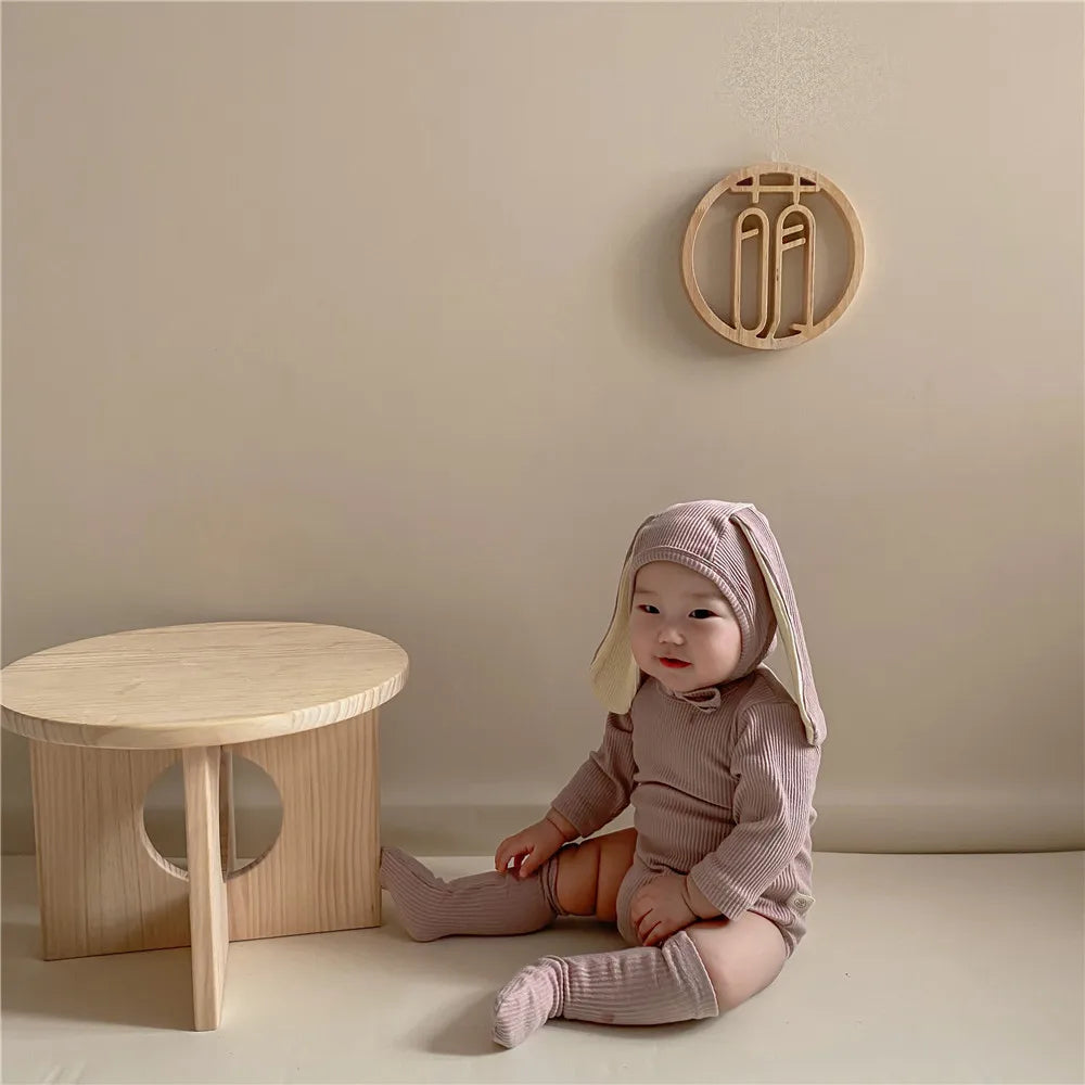 4PCS Sommer Infant Neugeborenes Baby Jungen Mädchen Bodys Niedlichen Hasen Ohr Bodys Hut und Schwänze Baby Kleidung Overall Outfits.